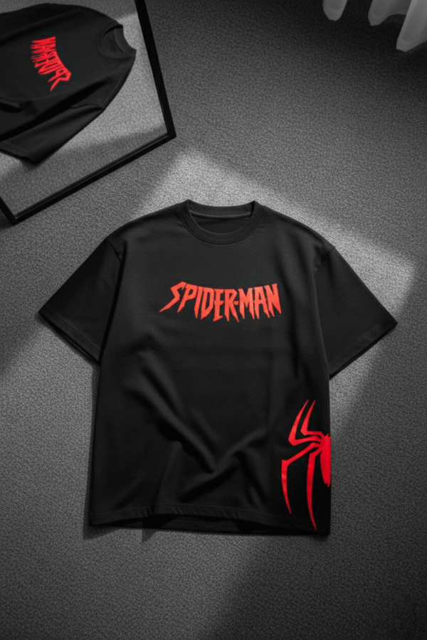 Spider man Black Oversized Tshart